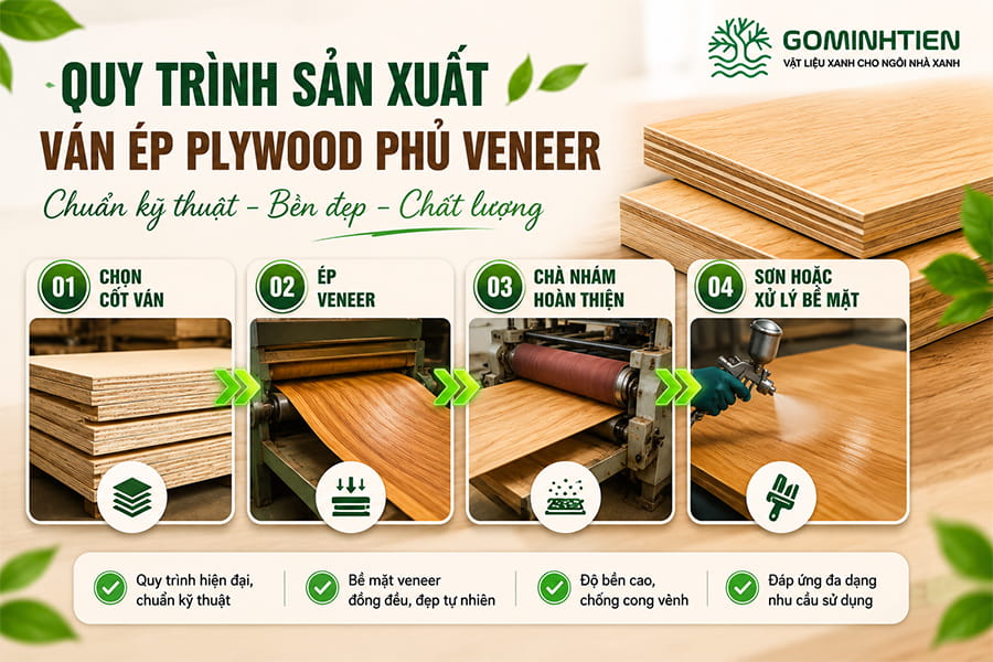 Quy trình sản xuất ván ép phủ Veneer