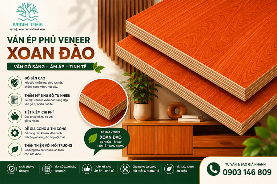 Ván ép phủ veneer xoan đào