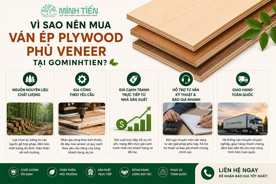 Vì sao nên mua ván ép plywood phủ Veneer tại Gominhtien
